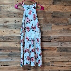No Boundaries Floral Halter Mini Dress - Pink and White Cute Cheap Size 3x